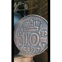 Houten munt in frame