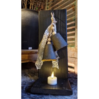 Decoratie houder met klokjes zwart