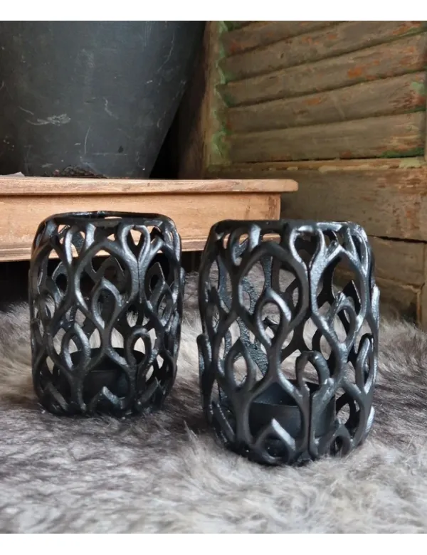 Set metalen kandelaren, waxinelichthouders