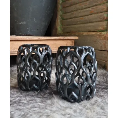 Set metalen kandelaren, waxinelichthouders