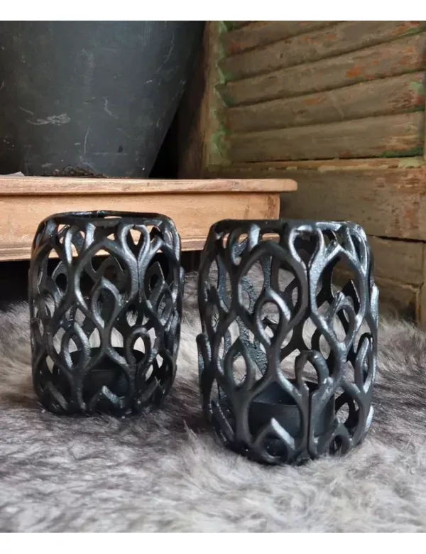 Set metalen kandelaren, waxinelichthouders