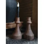Set robuuste houten kandelaren