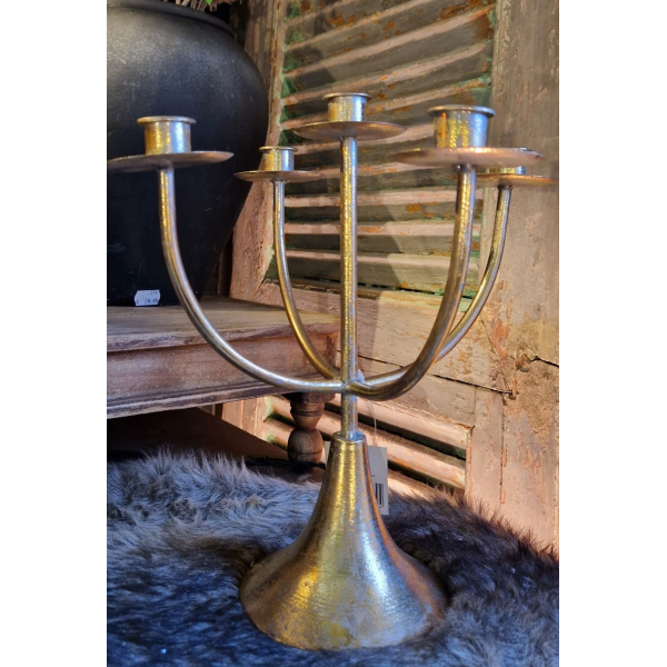 Kandelaar 5 armig, goudkleurig