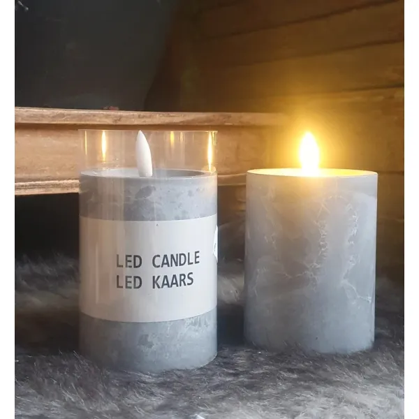LED kaars marmerlook 12,5 cm