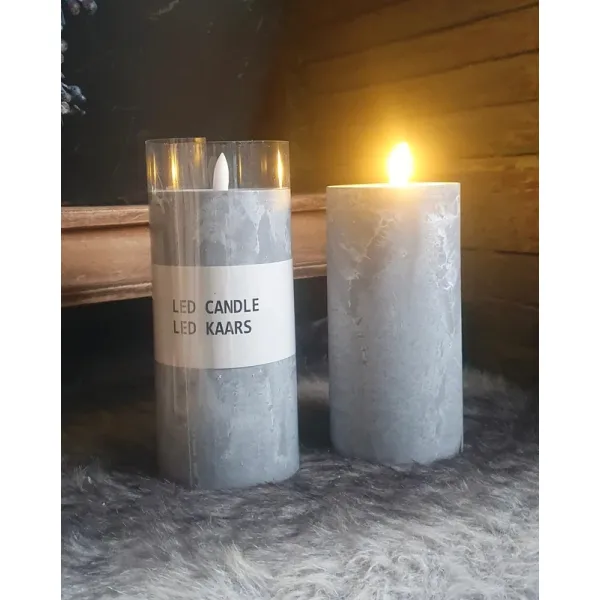 LED kaars marmerlook 17,5 cm
