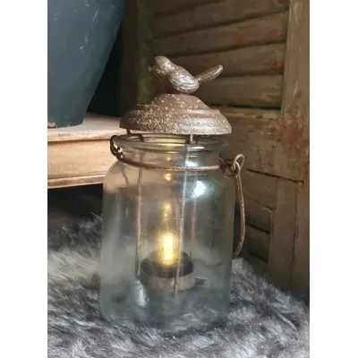 Pot met vogel, waxinelichthouder, Countryfield