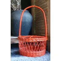 Retro rieten flessenmand 