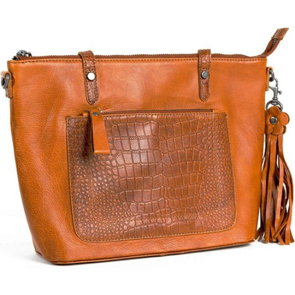 Bag2Bag leren tas, model Evora Porto Cognac