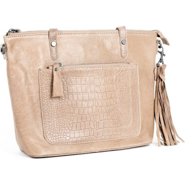Bag2Bag Leren Schoudertas Evora Grey / Taupe.