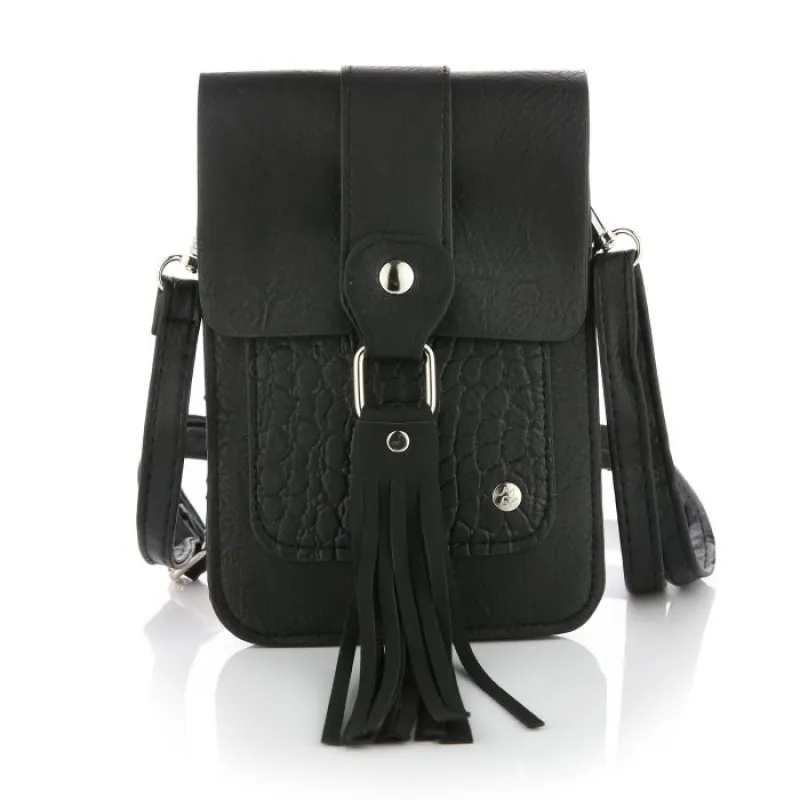 Telefoontasje zwart met kwast