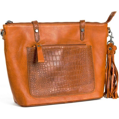 Bag2Bag leren tas, model Evora Porto Cognac