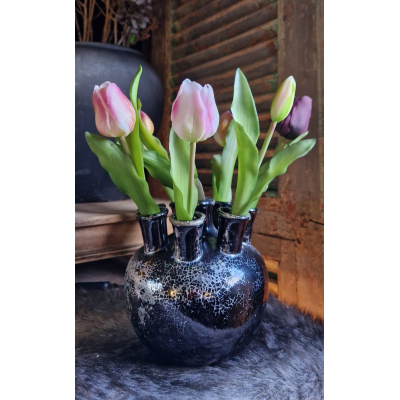 Set tulpenvaas met tulpen